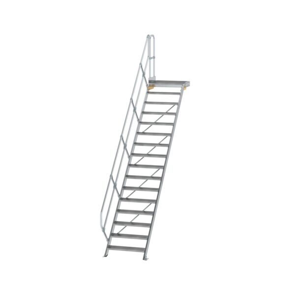 guenzburger steigtechnik treppe mit plattform 45 stufenbreite 800 mm 16 stufen aluminium geriffelt