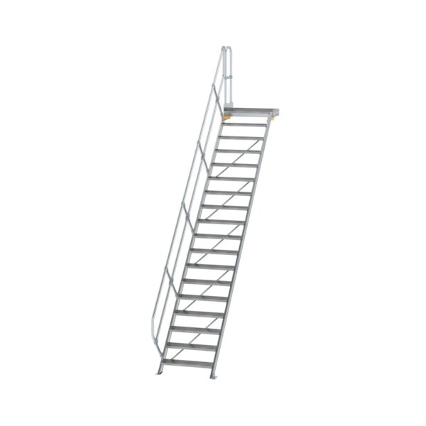 guenzburger steigtechnik treppe mit plattform 45 stufenbreite 800 mm 18 stufen aluminium geriffelt