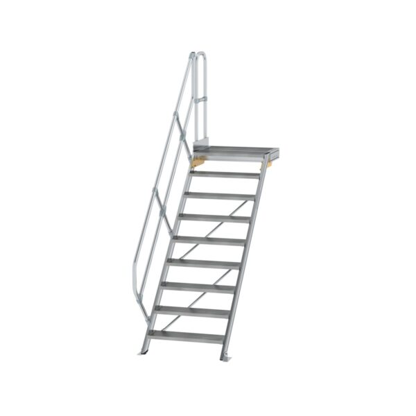 guenzburger steigtechnik treppe mit plattform 45 stufenbreite 800 mm 9 stufen aluminium geriffelt