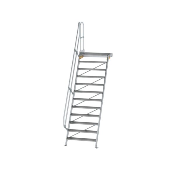 guenzburger steigtechnik treppe mit plattform 60 stufenbreite 1000 mm 12 stufen aluminium geriffelt