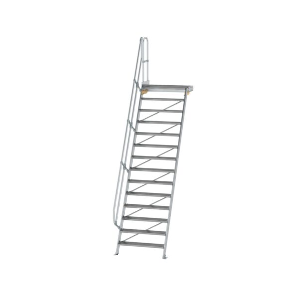 guenzburger steigtechnik treppe mit plattform 60 stufenbreite 1000 mm 14 stufen aluminium geriffelt