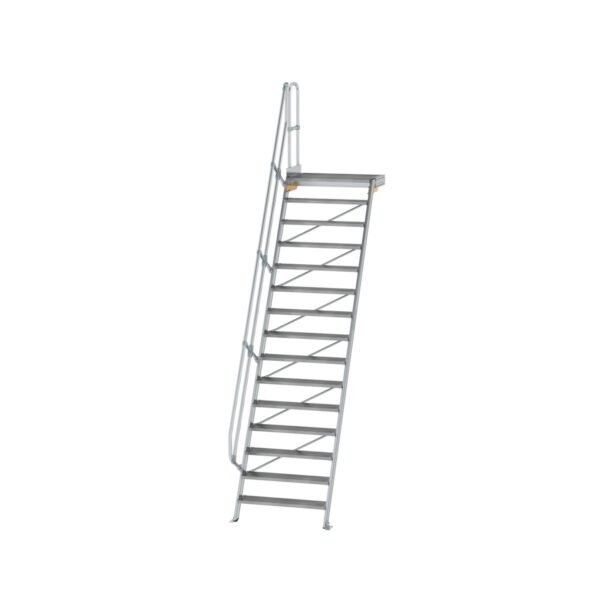 guenzburger steigtechnik treppe mit plattform 60 stufenbreite 1000 mm 15 stufen aluminium geriffelt