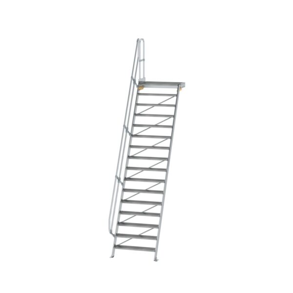 guenzburger steigtechnik treppe mit plattform 60 stufenbreite 1000 mm 16 stufen aluminium geriffelt