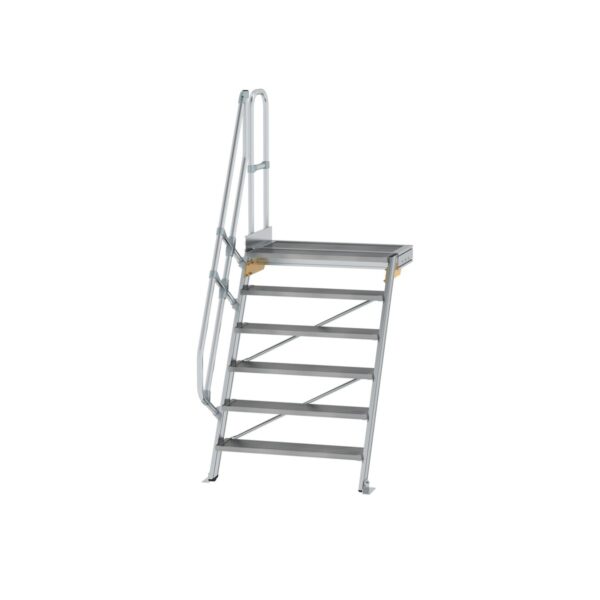 guenzburger steigtechnik treppe mit plattform 60 stufenbreite 1000 mm 6 stufen aluminium geriffelt