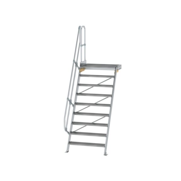 guenzburger steigtechnik treppe mit plattform 60 stufenbreite 1000 mm 9 stufen aluminium geriffelt