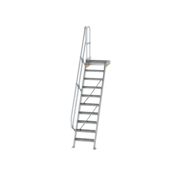 guenzburger steigtechnik treppe mit plattform 60 stufenbreite 600 mm 10 stufen aluminium geriffelt