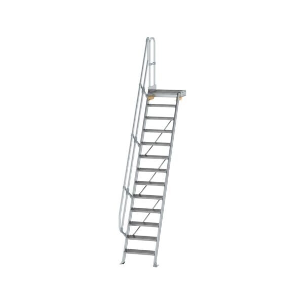 guenzburger steigtechnik treppe mit plattform 60 stufenbreite 600 mm 13 stufen aluminium geriffelt