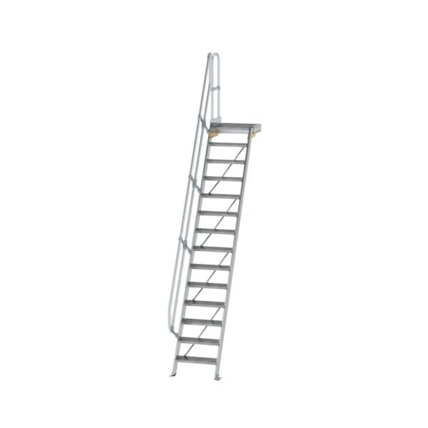 guenzburger steigtechnik treppe mit plattform 60 stufenbreite 600 mm 14 stufen aluminium geriffelt