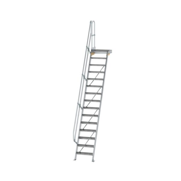 guenzburger steigtechnik treppe mit plattform 60 stufenbreite 600 mm 15 stufen aluminium geriffelt