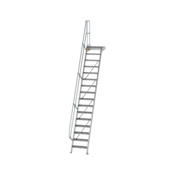 guenzburger steigtechnik treppe mit plattform 60 stufenbreite 600 mm 16 stufen aluminium geriffelt