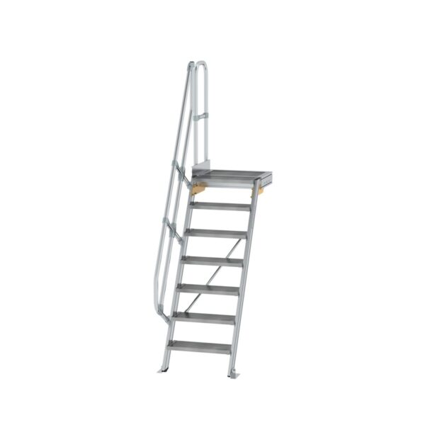 guenzburger steigtechnik treppe mit plattform 60 stufenbreite 600 mm 7 stufen aluminium geriffelt