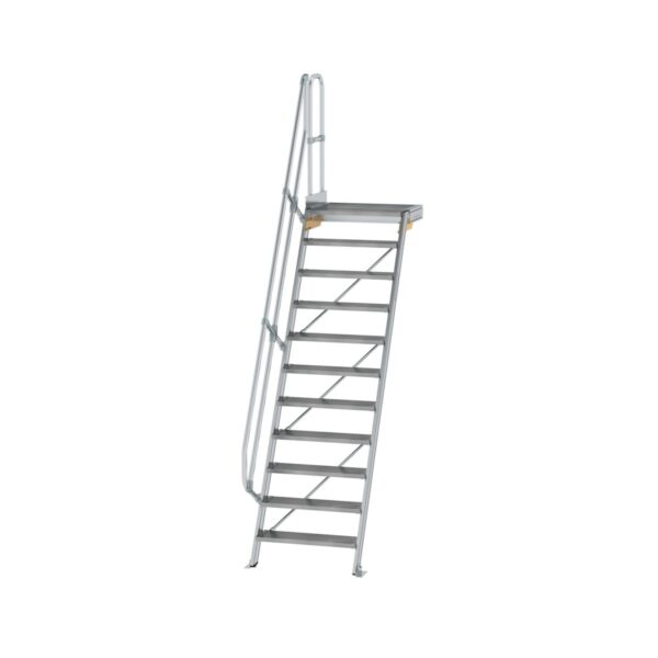 guenzburger steigtechnik treppe mit plattform 60 stufenbreite 800 mm 11 stufen aluminium geriffelt