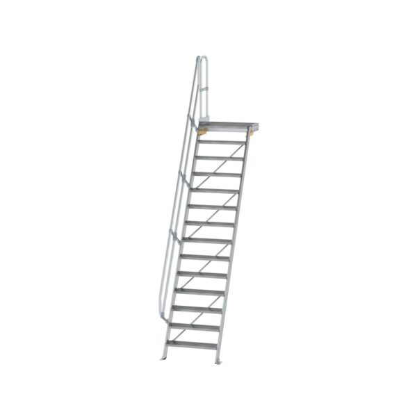 guenzburger steigtechnik treppe mit plattform 60 stufenbreite 800 mm 14 stufen aluminium geriffelt