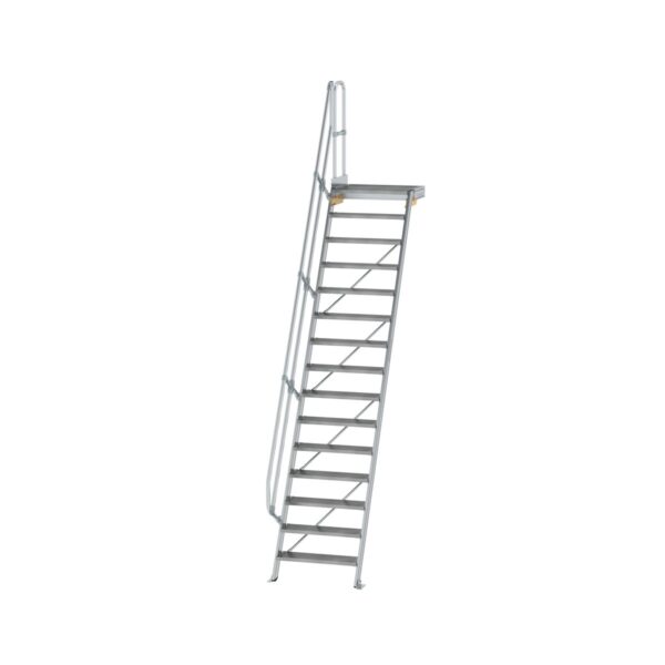 guenzburger steigtechnik treppe mit plattform 60 stufenbreite 800 mm 15 stufen aluminium geriffelt