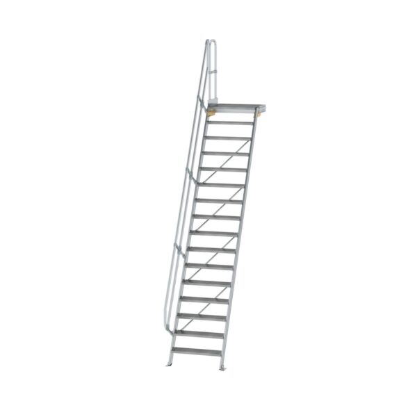 guenzburger steigtechnik treppe mit plattform 60 stufenbreite 800 mm 16 stufen aluminium geriffelt