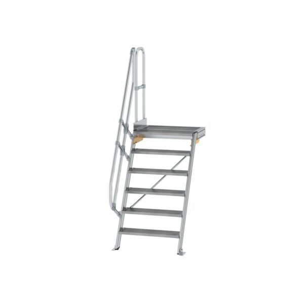 guenzburger steigtechnik treppe mit plattform 60 stufenbreite 800 mm 6 stufen aluminium geriffelt