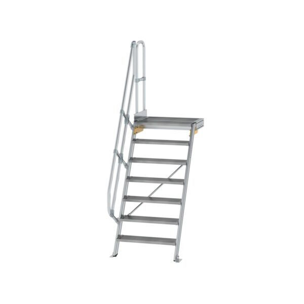 guenzburger steigtechnik treppe mit plattform 60 stufenbreite 800 mm 7 stufen aluminium geriffelt