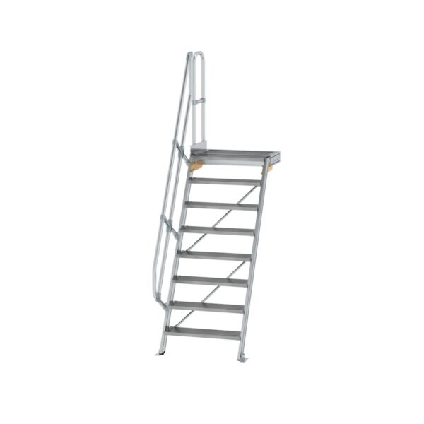 guenzburger steigtechnik treppe mit plattform 60 stufenbreite 800 mm 8 stufen aluminium geriffelt