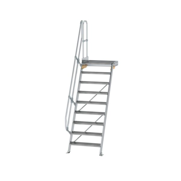 guenzburger steigtechnik treppe mit plattform 60 stufenbreite 800 mm 9 stufen aluminium geriffelt