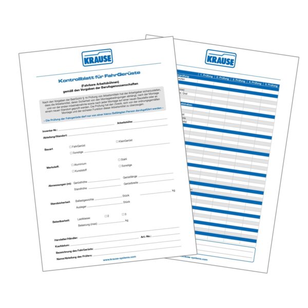krause kontrollblaetter fahrgerueste 25 stueck im ordner