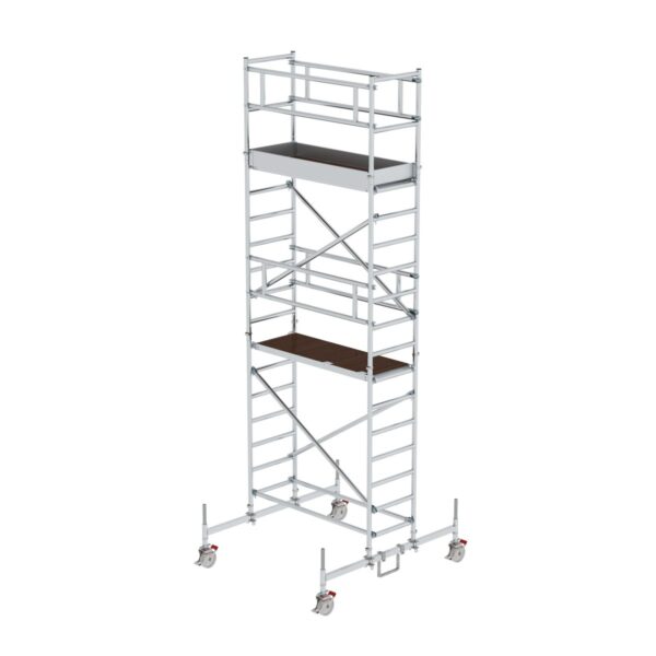 guenzburger steigtechnik rollgeruest 0 75 x 1 80 m mit plattform im 2 m abstand fahrbalken plattformhoehe 4 45 m