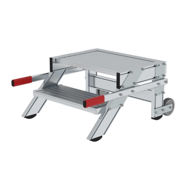 guenzburger steigtechnik arbeitspodest fahrbar stufenbreite 600 mm aluminium geriffelt 2 stufen