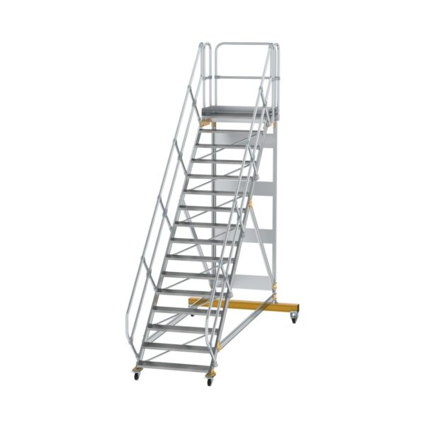 guenzburger steigtechnik plattformtreppe 45 fahrbar stufenbreite 1000mm 16 stufen aluminium geriffelt