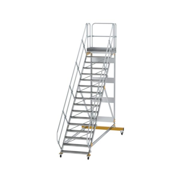 guenzburger steigtechnik plattformtreppe 45 fahrbar stufenbreite 1000mm 17 stufen aluminium geriffelt