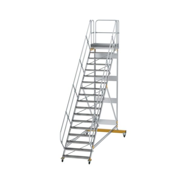 guenzburger steigtechnik plattformtreppe 45 fahrbar stufenbreite 1000mm 19 stufen aluminium geriffelt