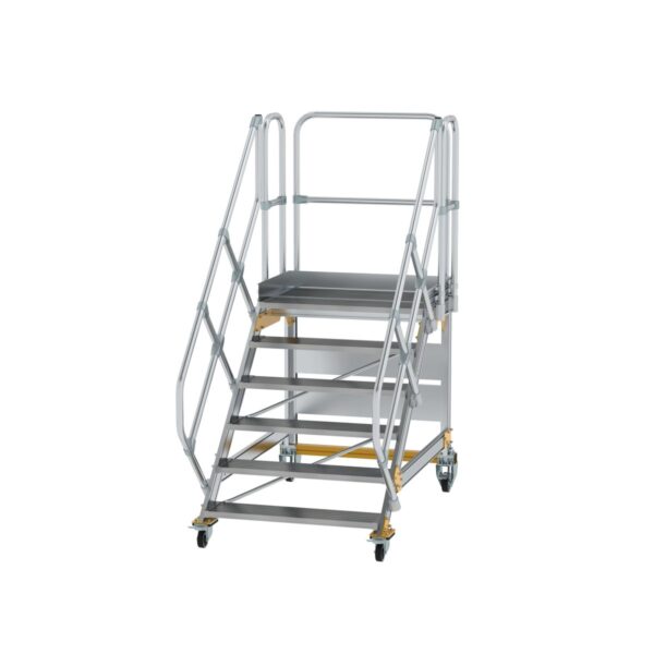 guenzburger steigtechnik plattformtreppe 45 fahrbar stufenbreite 1000mm 6 stufen aluminium geriffelt