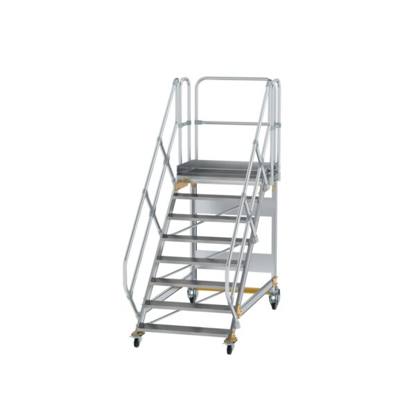 guenzburger steigtechnik plattformtreppe 45 fahrbar stufenbreite 1000mm 8 stufen aluminium geriffelt