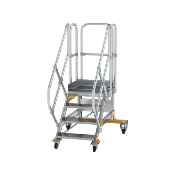 guenzburger steigtechnik plattformtreppe 45 fahrbar stufenbreite 600 mm 4 stufen aluminium geriffelt