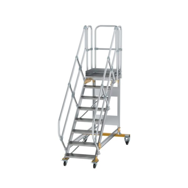 guenzburger steigtechnik plattformtreppe 45 fahrbar stufenbreite 600 mm 8 stufen aluminium geriffelt