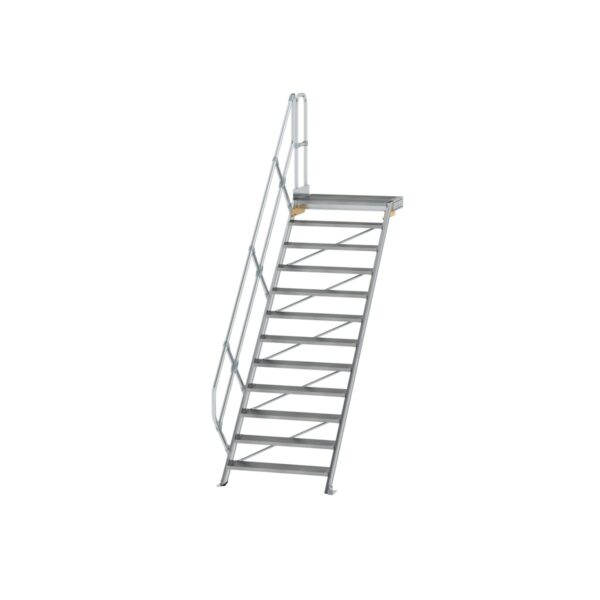 guenzburger steigtechnik treppe mit plattform 45 stufenbreite 1000 mm 12 stufen aluminium geriffelt