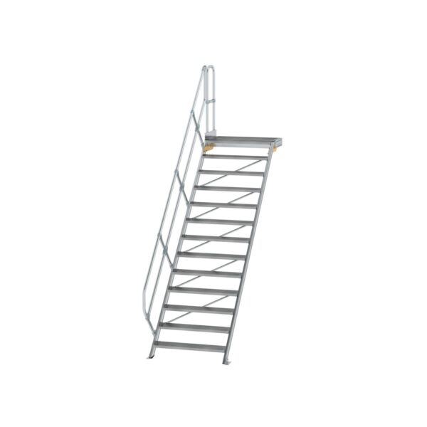 guenzburger steigtechnik treppe mit plattform 45 stufenbreite 1000 mm 13 stufen aluminium geriffelt