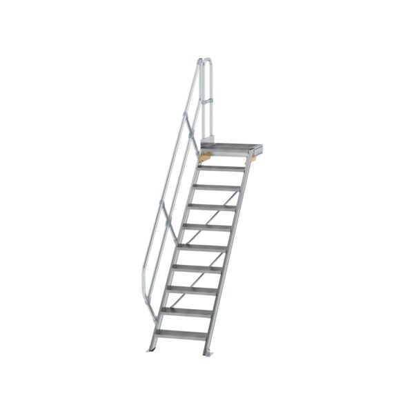 guenzburger steigtechnik treppe mit plattform 45 stufenbreite 600 mm 10 stufen aluminium geriffelt