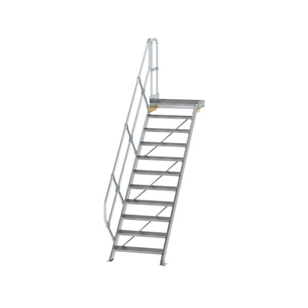 guenzburger steigtechnik treppe mit plattform 45 stufenbreite 800 mm 11 stufen aluminium geriffelt