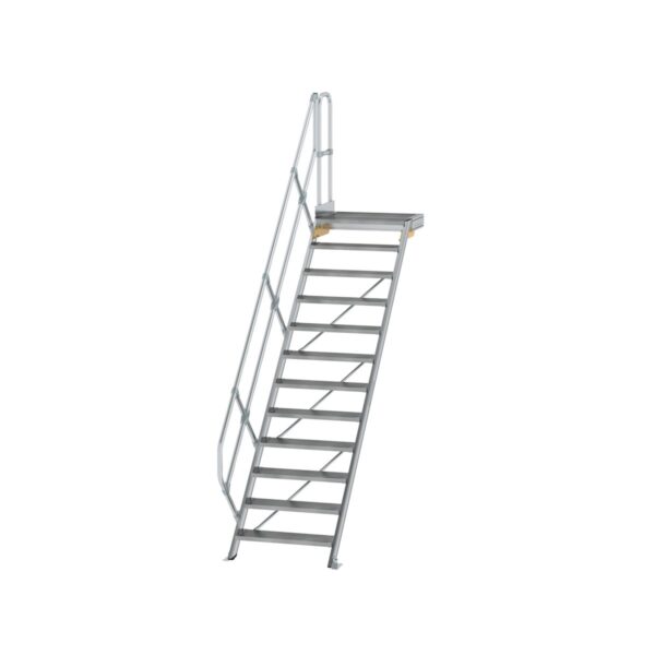 guenzburger steigtechnik treppe mit plattform 45 stufenbreite 800 mm 12 stufen aluminium geriffelt