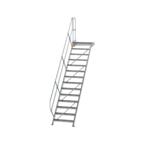 guenzburger steigtechnik treppe mit plattform 45 stufenbreite 800 mm 14 stufen aluminium geriffelt