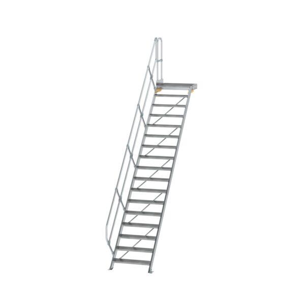 guenzburger steigtechnik treppe mit plattform 45 stufenbreite 800 mm 17 stufen aluminium geriffelt