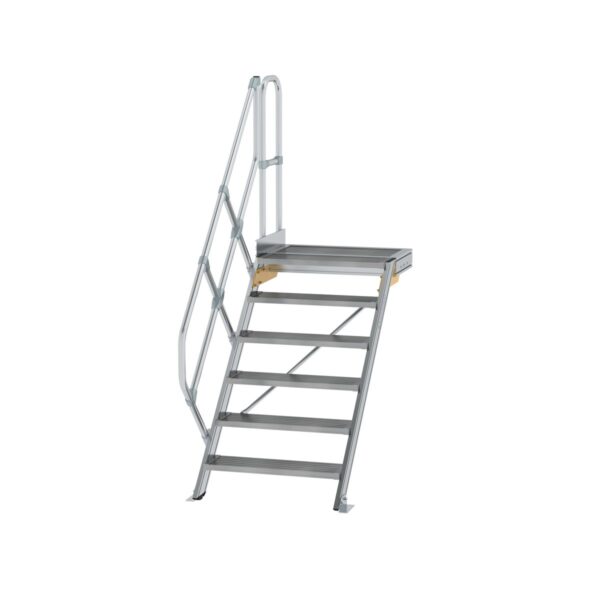 guenzburger steigtechnik treppe mit plattform 45 stufenbreite 800 mm 6 stufen aluminium geriffelt