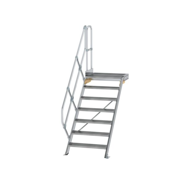 guenzburger steigtechnik treppe mit plattform 45 stufenbreite 800 mm 7 stufen aluminium geriffelt