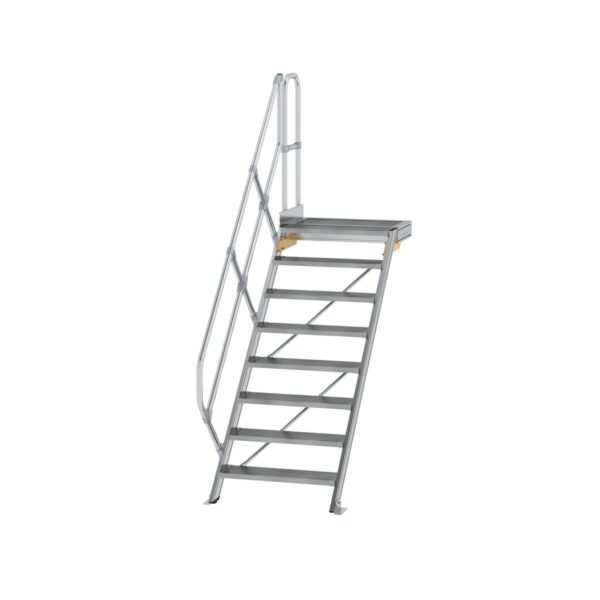 guenzburger steigtechnik treppe mit plattform 45 stufenbreite 800 mm 8 stufen aluminium geriffelt