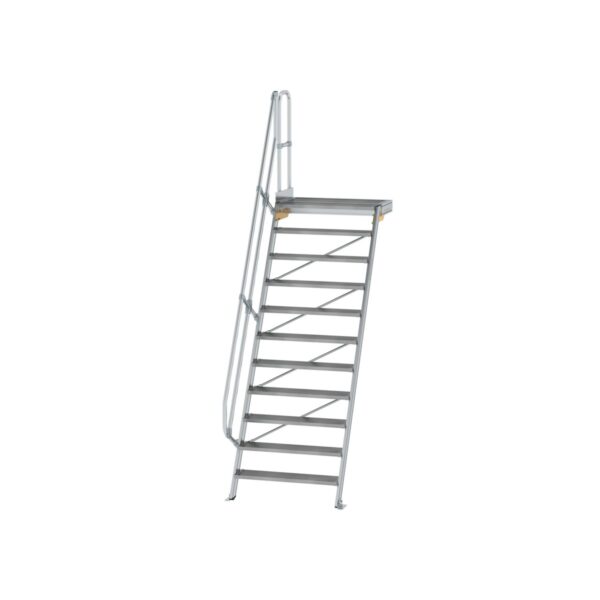 guenzburger steigtechnik treppe mit plattform 60 stufenbreite 1000 mm 11 stufen aluminium geriffelt