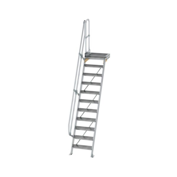 guenzburger steigtechnik treppe mit plattform 60 stufenbreite 600 mm 11 stufen aluminium geriffelt