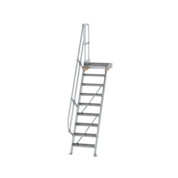 guenzburger steigtechnik treppe mit plattform 60 stufenbreite 600 mm 9 stufen aluminium geriffelt